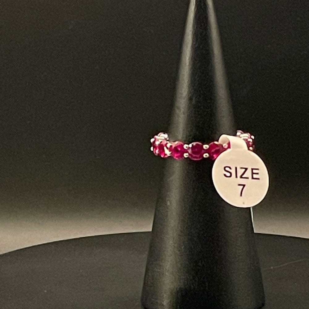 Sterling Silver Ruby Red Corundum Ring - image 1